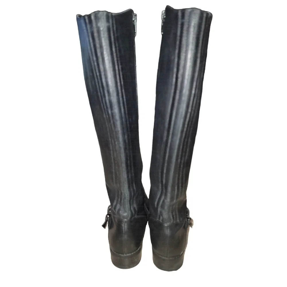 Me Too Arctic Women Black Leather Riding Boots Knee High Wide Calf Size 7.5 M